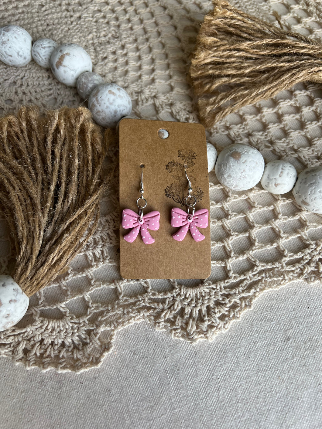 Pink Bow Dangles