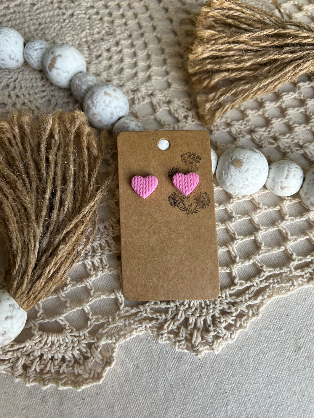 Pink Heart Studs